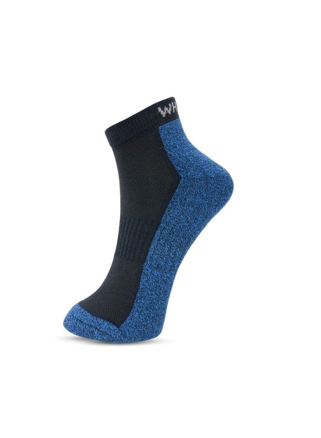 White Leaf 3 Pack Terry Low Cut Socks - Blue, Black and White - Image 2